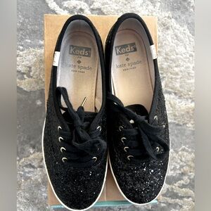**USED** Kate Spade Black Glitter Keds - Size 5 1/2